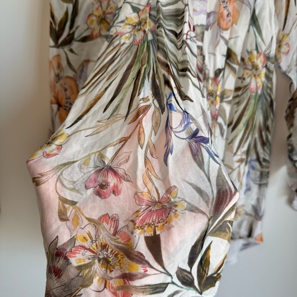 Tempo Paris Flower Print Silk Top Blouse Size M - Picture 4 of 12